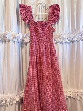 T.J.Maxx Pink Gingham Maxi Dress with Ruffle Straps